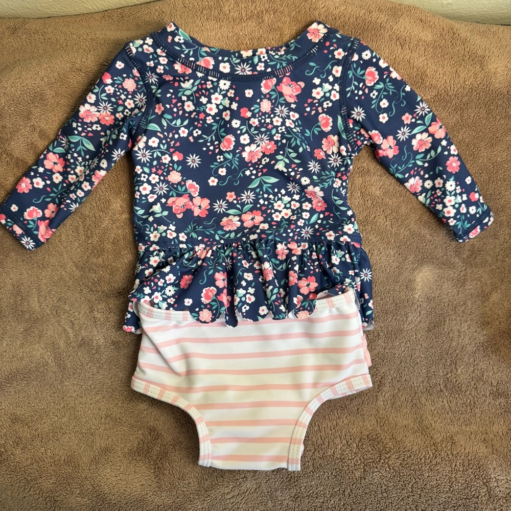 2/$20 NWOT Floral Rufflebutts Swim Set, 3-6 months